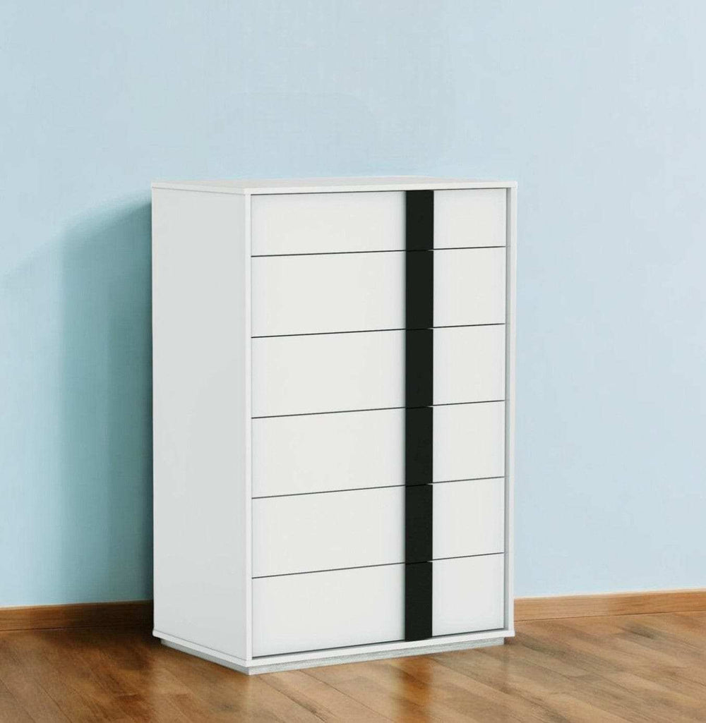 31 X 19 X 47 Gloss White Stainless Steel Drawer Chest - Homeroots - Flyclothing LLC