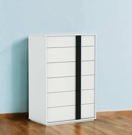 31 X 19 X 47 Gloss White Stainless Steel Drawer Chest - Homeroots - Flyclothing LLC