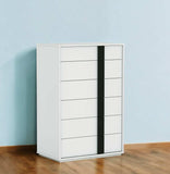 31 X 19 X 47 Gloss White Stainless Steel Drawer Chest - Homeroots - Flyclothing LLC