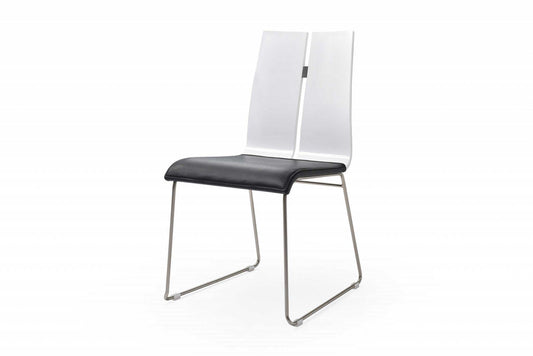 Set of Two Black And Silver Upholstered Faux Leather Dining Side Chairs - Homeroots - Flyclothing LLC