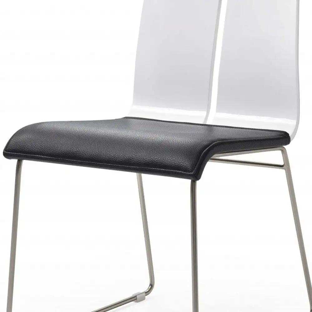 Set of Two Black And Silver Upholstered Faux Leather Dining Side Chairs - Homeroots - Flyclothing LLC