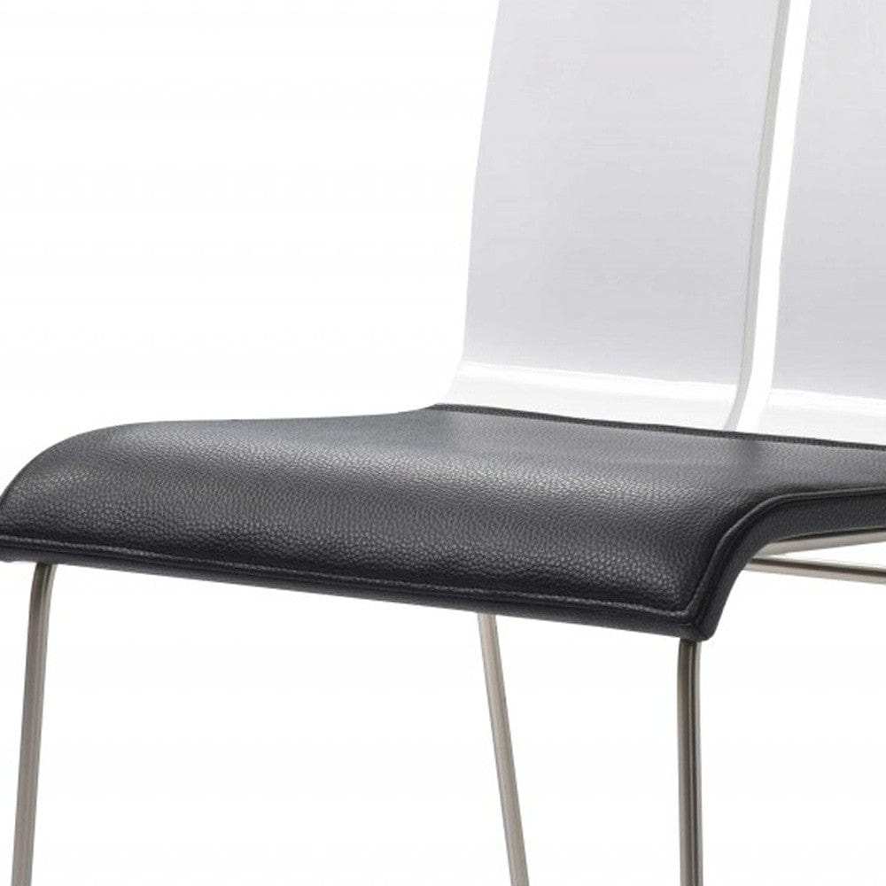 Set of Two Black And Silver Upholstered Faux Leather Dining Side Chairs - Homeroots - Flyclothing LLC