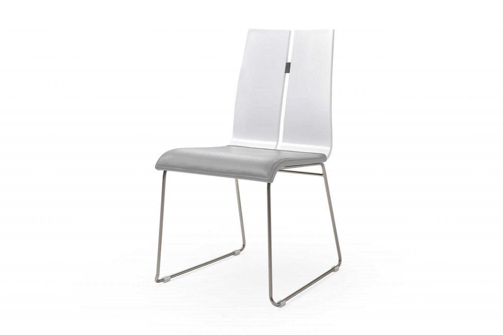 Gray And Silver Upholstered Faux Leather Dining Side Chair - Homeroots - Flyclothing LLC
