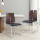 Set of Two Black And Silver Upholstered Faux Leather Dining Side Chairs - Homeroots - Flyclothing LLC