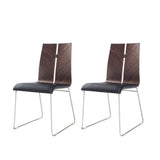 Set of Two Black And Silver Upholstered Faux Leather Dining Side Chairs - Homeroots - Flyclothing LLC