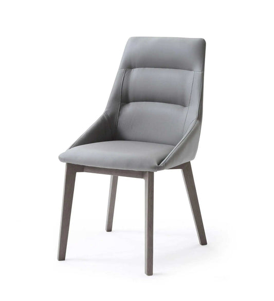 Set of Two Gray Upholstered Faux Leather Dining Side Chairs - Homeroots - Flyclothing LLC