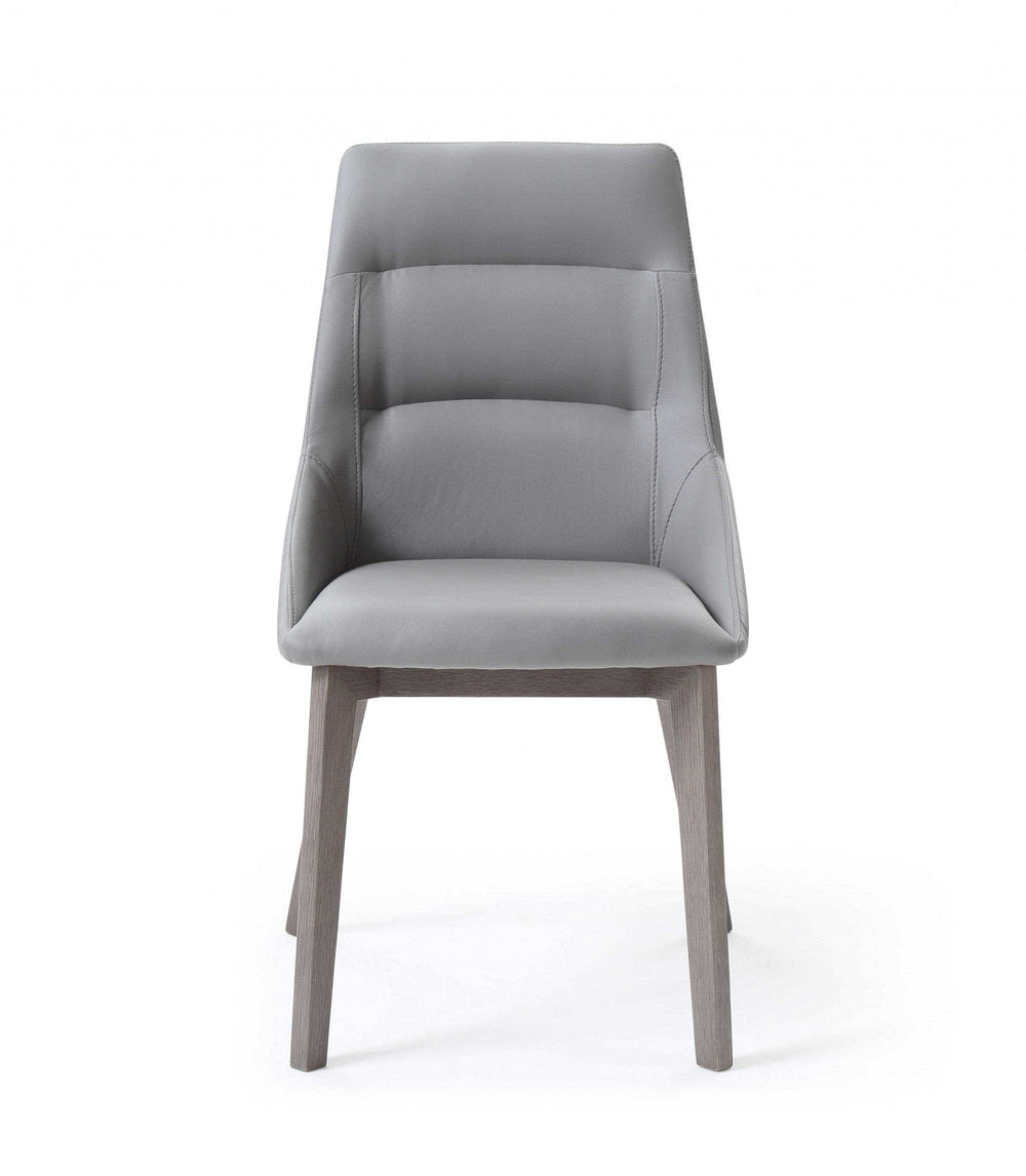 Set of Two Gray Upholstered Faux Leather Dining Side Chairs - Homeroots - Flyclothing LLC