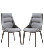 Set of Two Gray Upholstered Faux Leather Dining Side Chairs - Homeroots - Flyclothing LLC