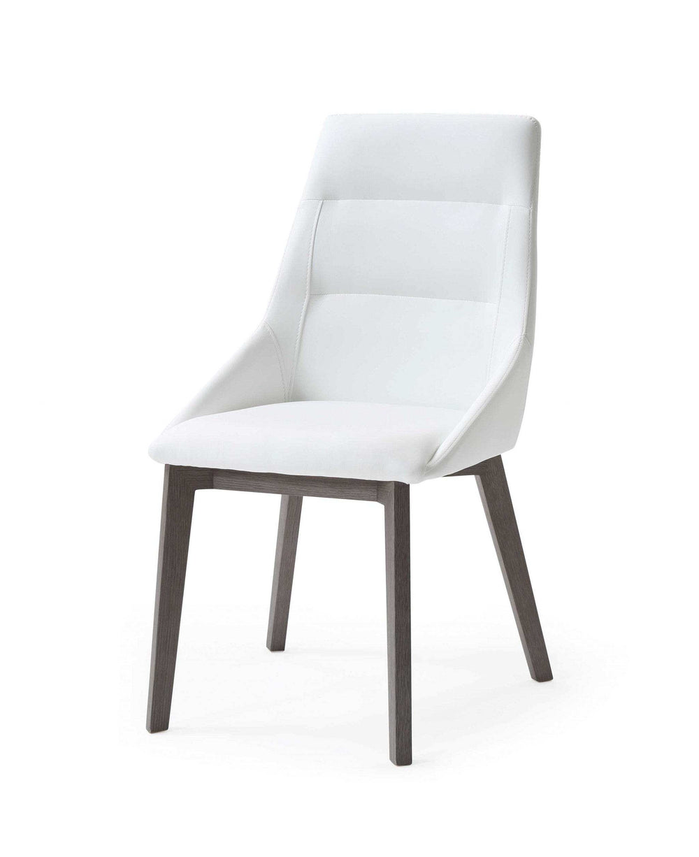 Set of Two White And Gray Upholstered Faux Leather Dining Side Chairs - Homeroots - Flyclothing LLC