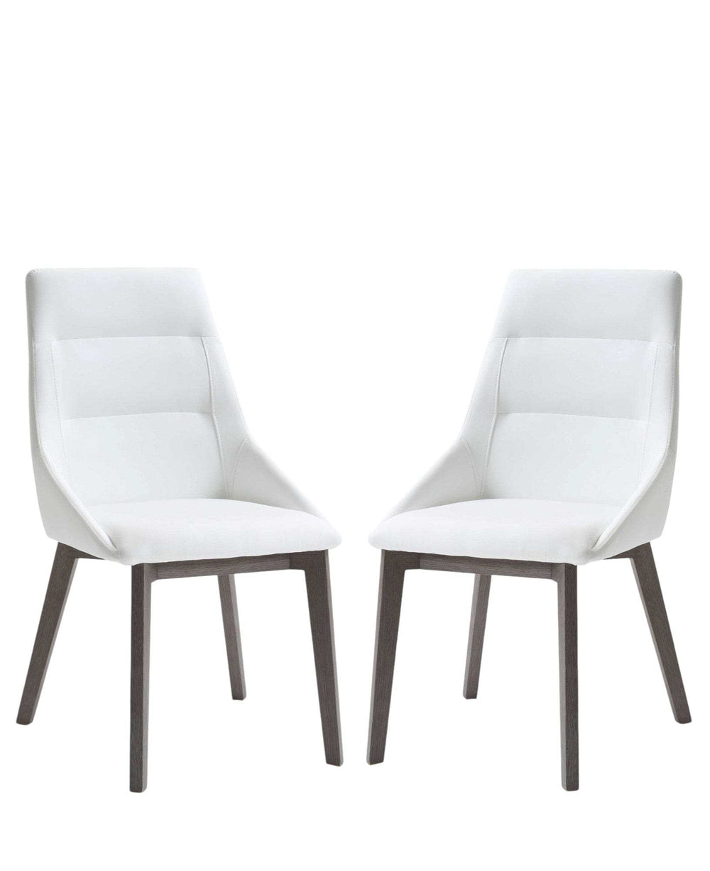 Set of Two White And Gray Upholstered Faux Leather Dining Side Chairs - Homeroots - Flyclothing LLC