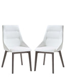 Set of Two White And Gray Upholstered Faux Leather Dining Side Chairs - Homeroots - Flyclothing LLC