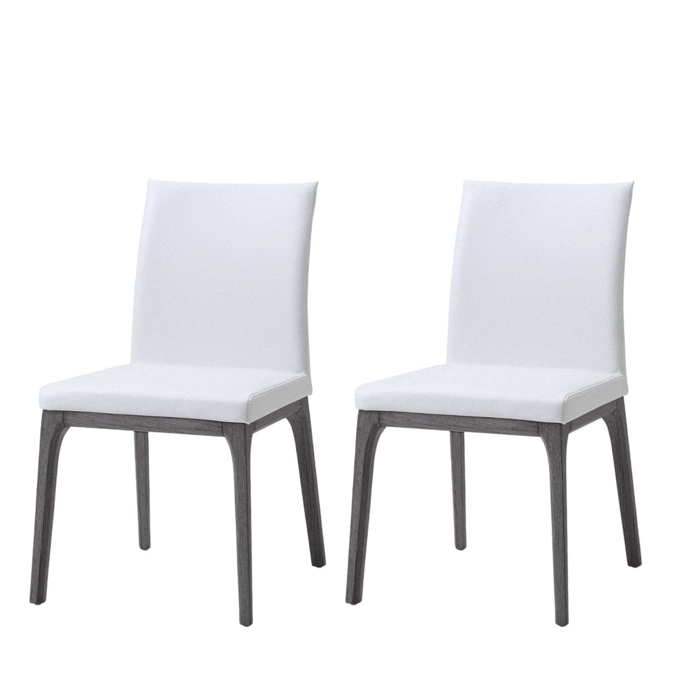 Set of Two White And Gray Upholstered Faux Leather Dining Side Chairs - Homeroots - Flyclothing LLC