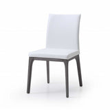 Set of Two White And Gray Upholstered Faux Leather Dining Side Chairs - Homeroots - Flyclothing LLC