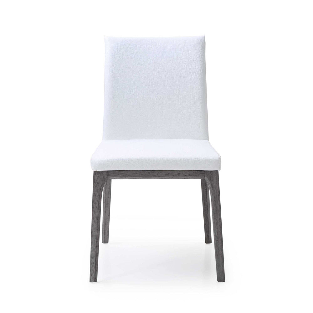 Set of Two White And Gray Upholstered Faux Leather Dining Side Chairs - Homeroots - Flyclothing LLC