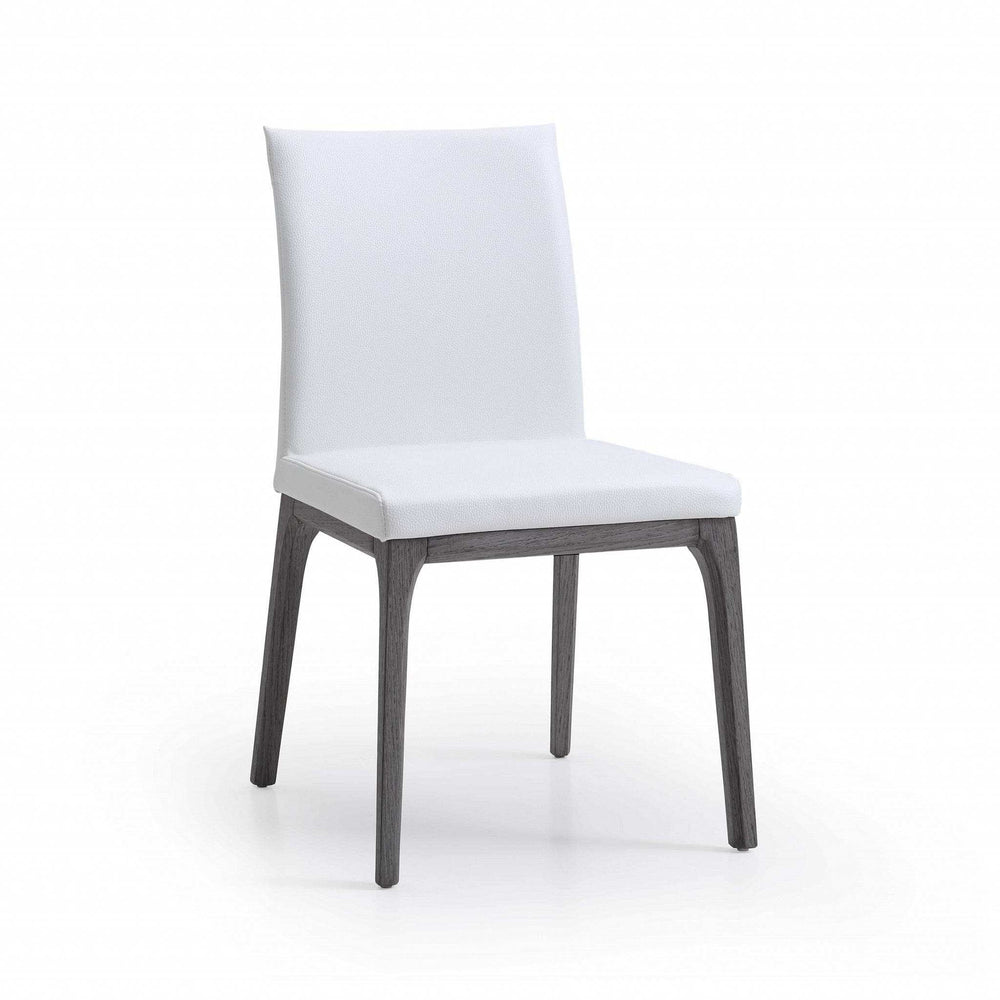 Set of Two White And Gray Upholstered Faux Leather Dining Side Chairs - Homeroots - Flyclothing LLC