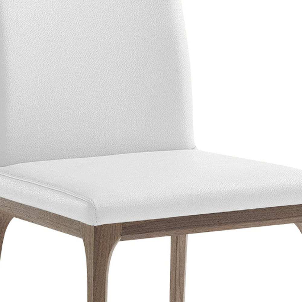 Set of Two White And Brown Upholstered Faux Leather isequal(Yes,No,Wood Dining Side Chairs - Homeroots - Flyclothing LLC