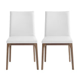 Set of Two White And Brown Upholstered Faux Leather isequal(Yes,No,Wood Dining Side Chairs - Homeroots - Flyclothing LLC