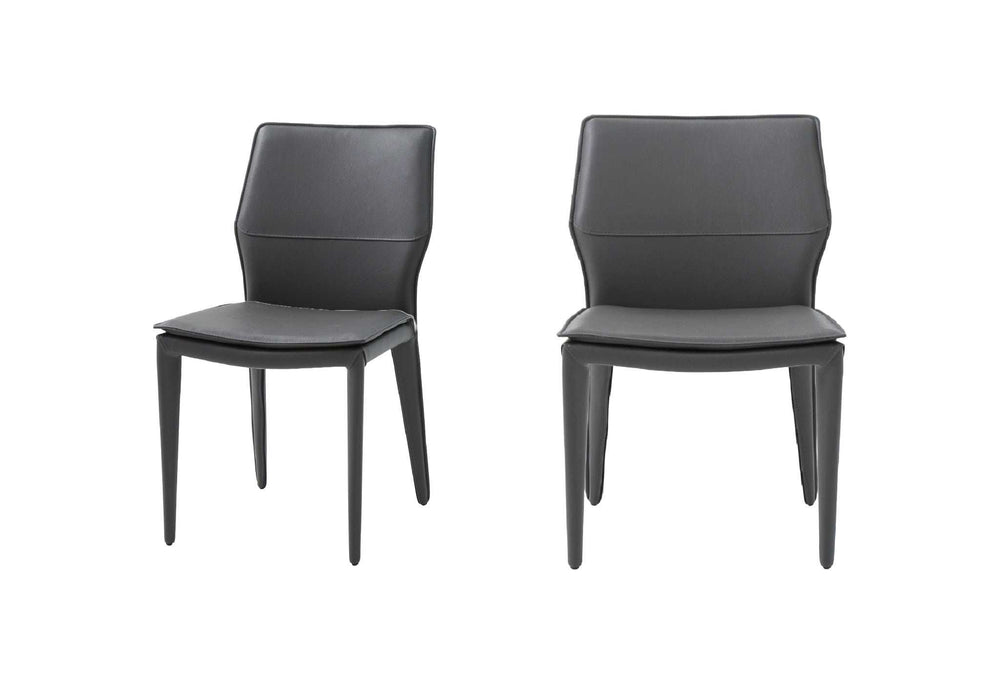 Set of Two Gray Slipcovered Upholstered Faux Leather Dining Side Chairs - Homeroots - Flyclothing LLC
