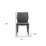 Set of Two Gray Slipcovered Upholstered Faux Leather Dining Side Chairs - Homeroots - Flyclothing LLC