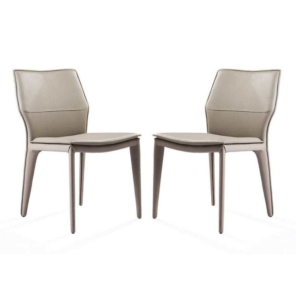 Set of Two Taupe Upholstered Faux Leather Dining Side Chairs - Homeroots - Flyclothing LLC