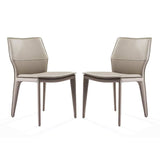 Set of Two Taupe Upholstered Faux Leather Dining Side Chairs - Homeroots - Flyclothing LLC