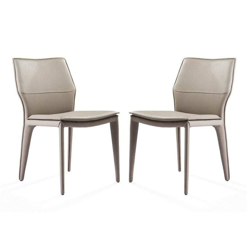 Set of Two Taupe Upholstered Faux Leather Dining Side Chairs - Homeroots - Flyclothing LLC