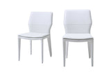 Set of Two White Slipcovered Upholstered Faux Leather Dining s - Homeroots - Flyclothing LLC