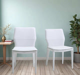 Set of Two White Slipcovered Upholstered Faux Leather Dining s - Homeroots - Flyclothing LLC