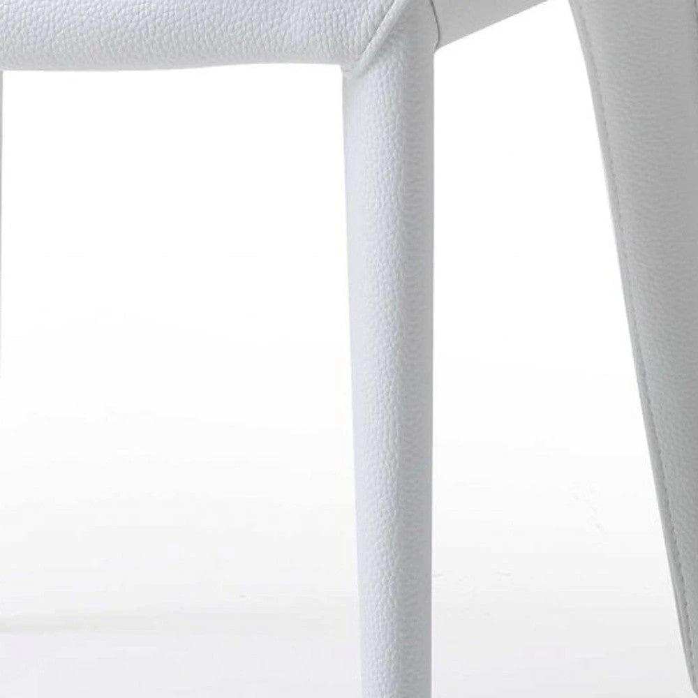 Set of Two White Slipcovered Upholstered Faux Leather Dining s - Homeroots - Flyclothing LLC