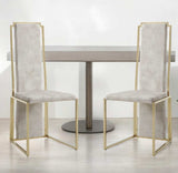 Set Of 2 Ultra Modern Beige Suede And Gold Dining Chairs - Homeroots - Flyclothing LLC