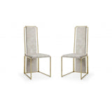 Set Of 2 Ultra Modern Beige Suede And Gold Dining Chairs - Homeroots - Flyclothing LLC