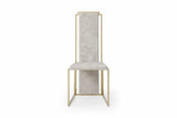 Set Of 2 Ultra Modern Beige Suede And Gold Dining Chairs - Homeroots - Flyclothing LLC