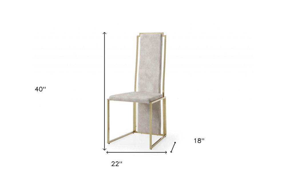 Set Of 2 Ultra Modern Beige Suede And Gold Dining Chairs - Homeroots - Flyclothing LLC