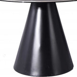 47" Gray Rounded Stone And Iron Pedestal Base Dining Table - Homeroots - Flyclothing LLC