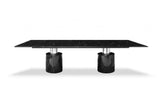 120" Black Marble Double Pedestal Base Dining Table - Homeroots - Flyclothing LLC