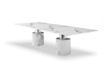 120" White Marble Double Pedestal Base Dining Table - Homeroots - Flyclothing LLC