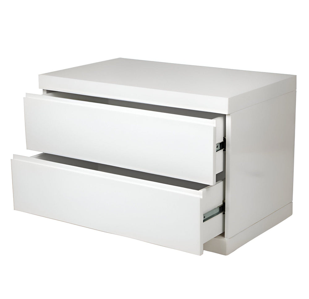 20" White Two Drawer Glossy Finish Nightstand - Homeroots - Flyclothing LLC