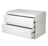 20" White Two Drawer Glossy Finish Nightstand - Homeroots - Flyclothing LLC