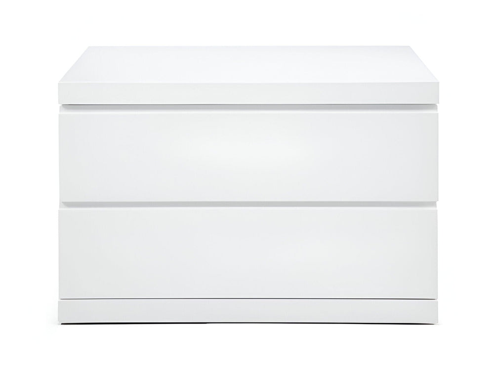 20" White Two Drawer Glossy Finish Nightstand - Homeroots - Flyclothing LLC
