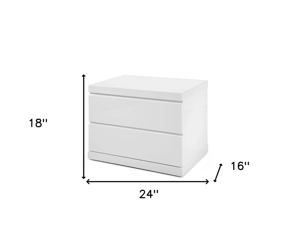 18" White Two Drawers Nightstand - Homeroots - Flyclothing LLC