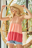 BiBi Rayon Span Jersey Color Block Tiered Halter Neck Cami - Trendsi - Flyclothing LLC
