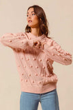SO ME Pom Pom Textured Knit Sweater Top - Trendsi - Flyclothing LLC