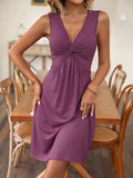 Twisted Front V-Neck Sleeveless Dress - Trendsi - Flyclothing LLC