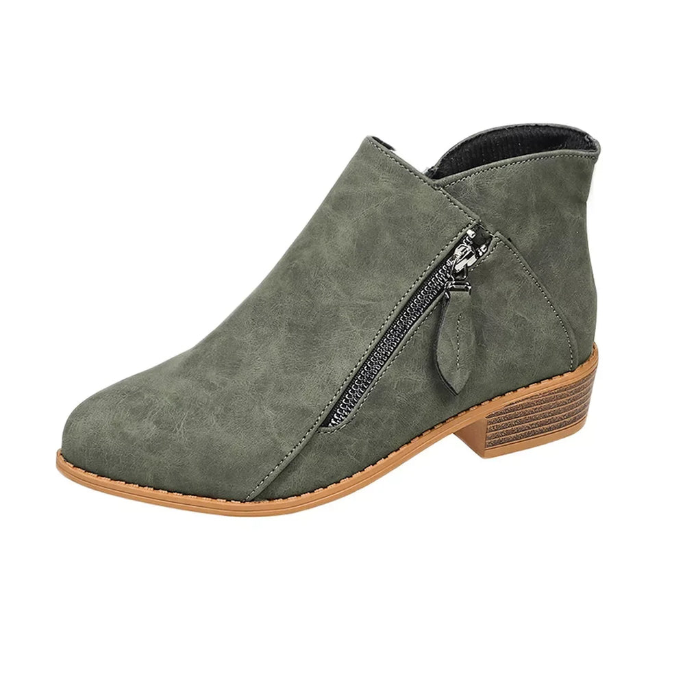 Size Zipper Block Heels Boots - Trendsi - Flyclothing LLC