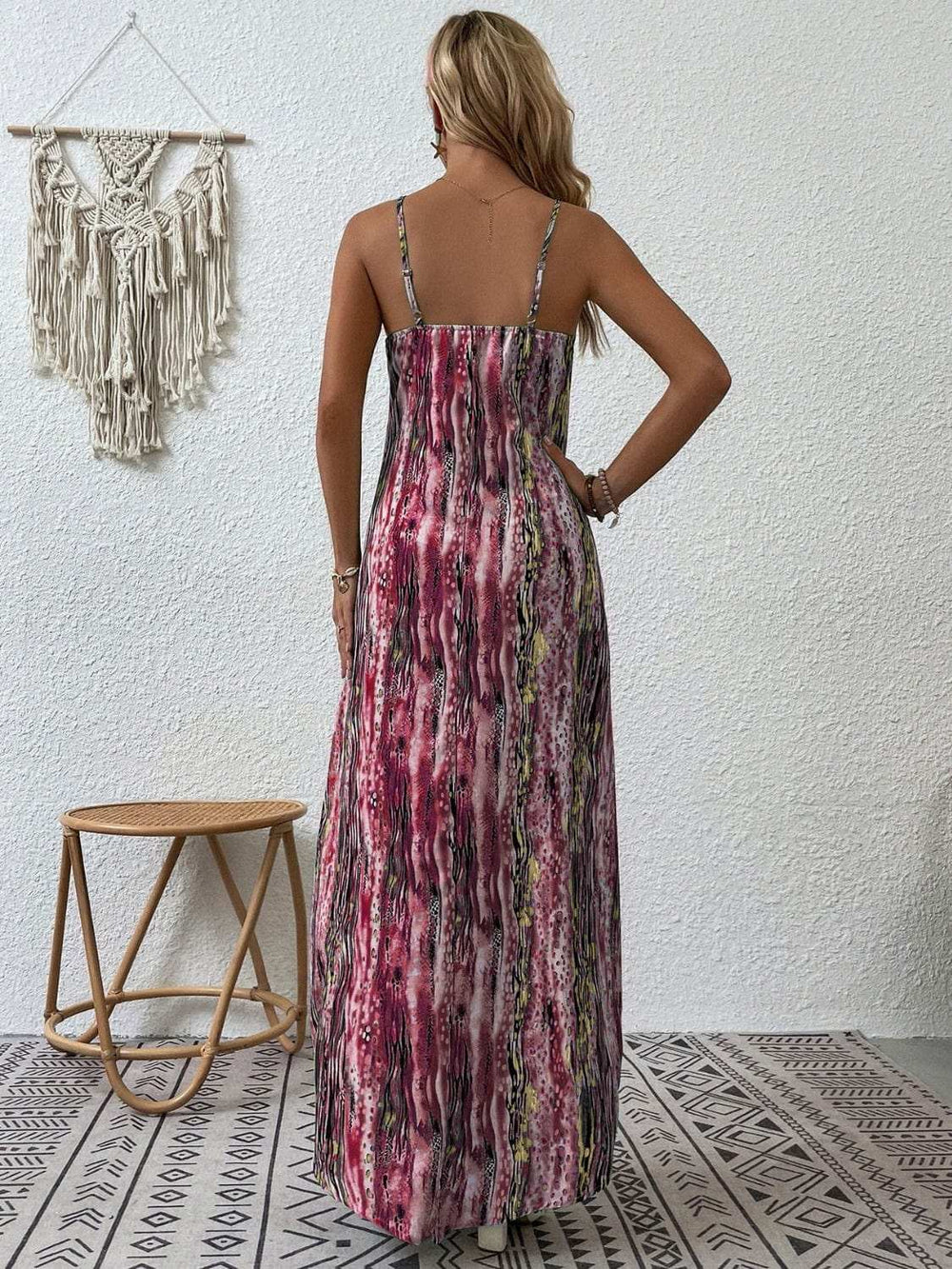 Full Size Printed Scoop Neck Maxi Cami Dress - Trendsi - Flyclothing LLC