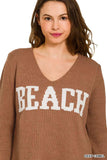 Zenana Beach V Neck Sweater - Trendsi - Flyclothing LLC