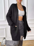 Open Front Drop Shoulder Cardigan - Trendsi - Flyclothing LLC