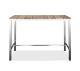 55" Wood Brown And Silver Solid Wood And Stainless Steel Dining Table - Homeroots - Flyclothing LLC