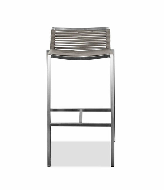 28" Brown And Silver Stainless Steel Low Back Bar Height Bar Chair - Homeroots