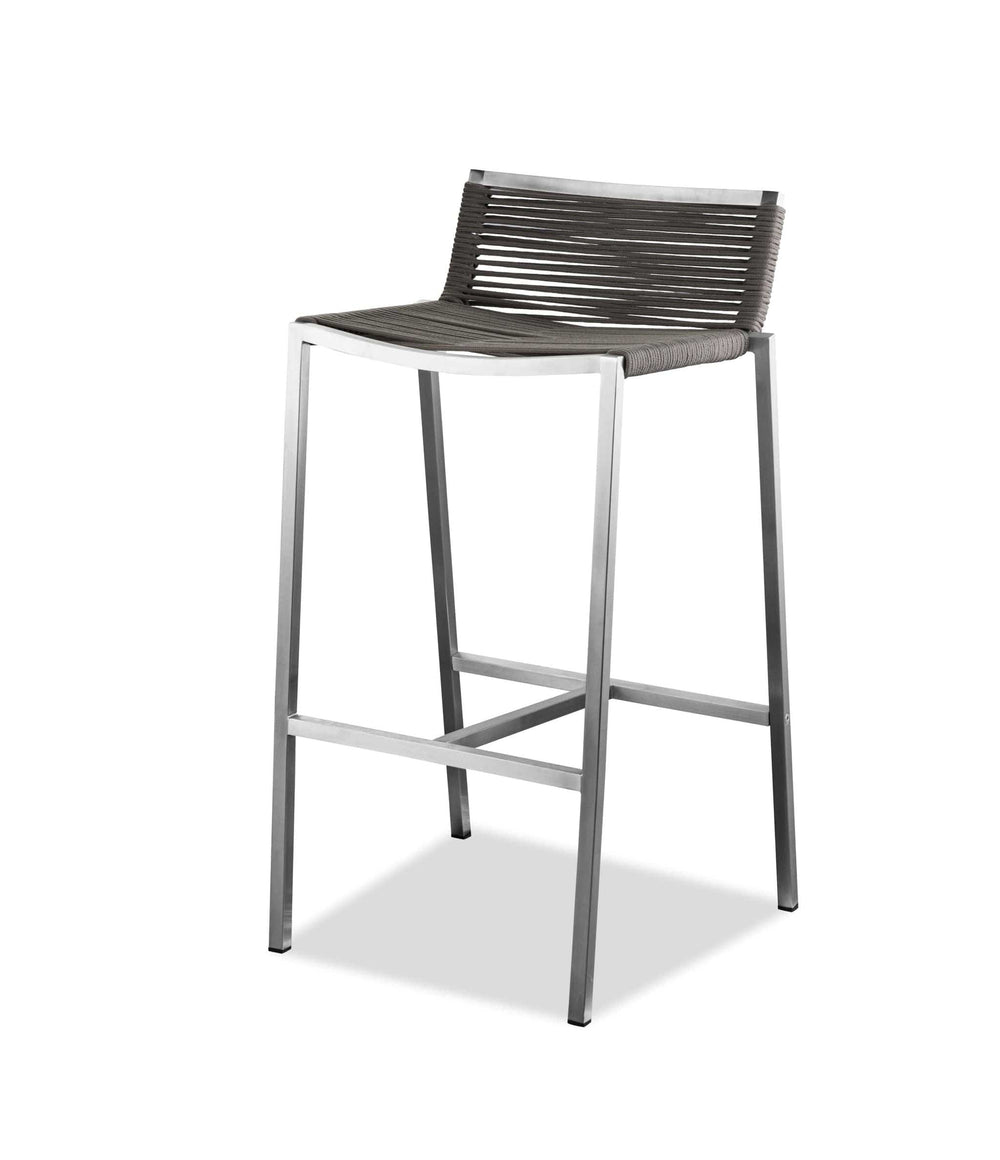 28" Brown And Silver Stainless Steel Low Back Bar Height Bar Chair - Homeroots - Flyclothing LLC
